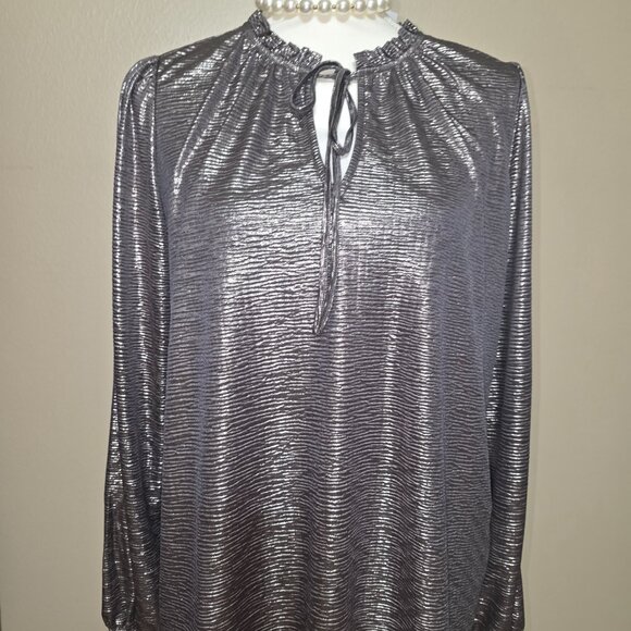 LOFT Metallic Charcoal Blouse – Size M – NWT (New With Tags) - Picture 2 of 5
